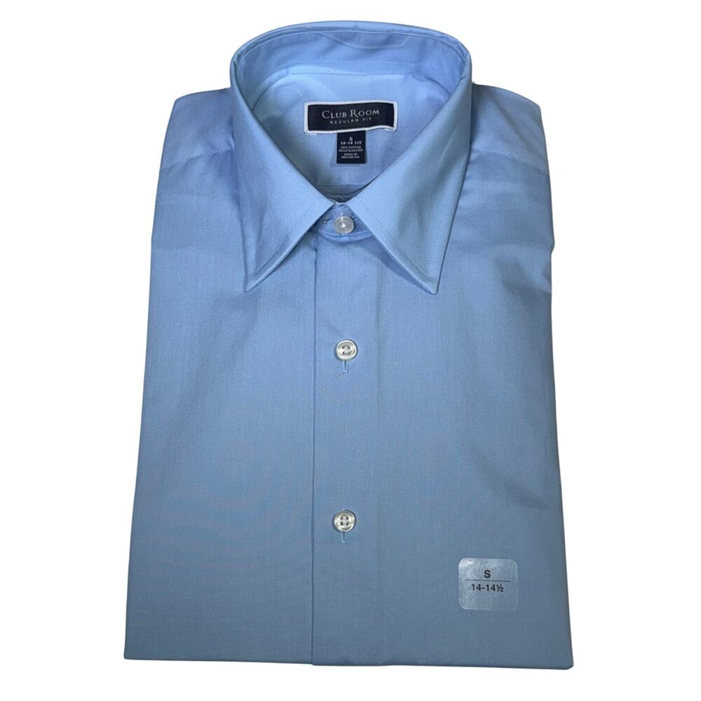 Club Room Men's Regular-Fit Dress Shirt, Placid Blue Small 14-14.5 $50